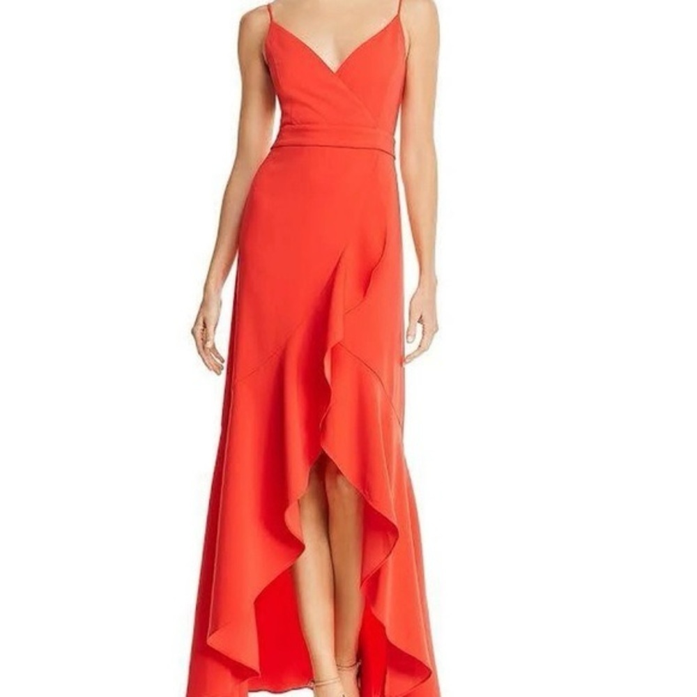 Laundry By Shelli Segal Vibrant Red High Low Dress- size 10